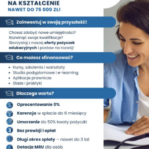 Pożyczki na kształcenie_przód - jpg Grafika przedstawiająca ulotkę projektu Pożyczki na kształcenie
