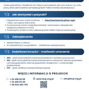 pożyczki na kształcenie_tył - jpg Grafika przedstawiająca ulotkę projektu Pożyczki na kształcenie