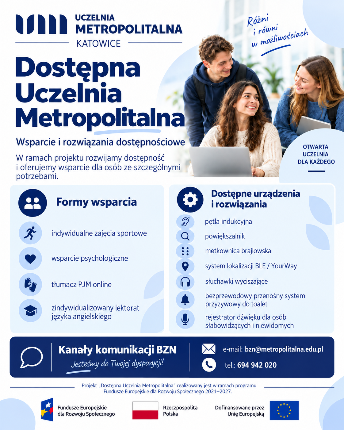 obrazek opisujący formy wsparcia uczelni metropolitalnej